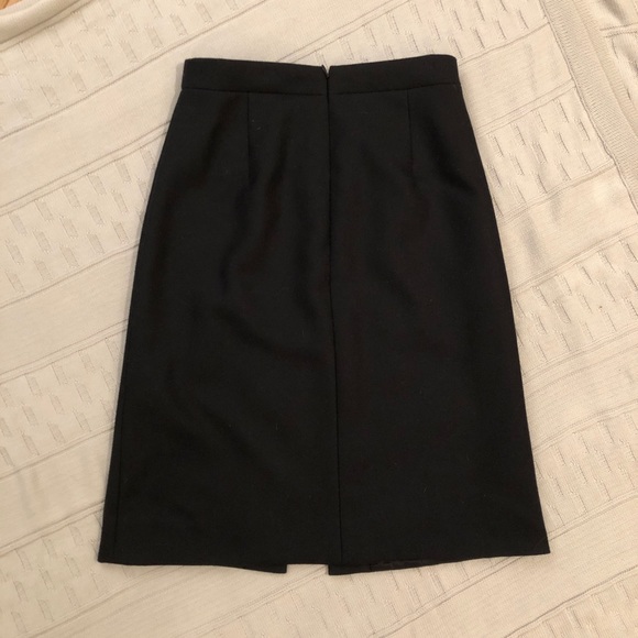 NWOT J.Crew Black Wool Skirt with Front Slit - Picture 4 of 8